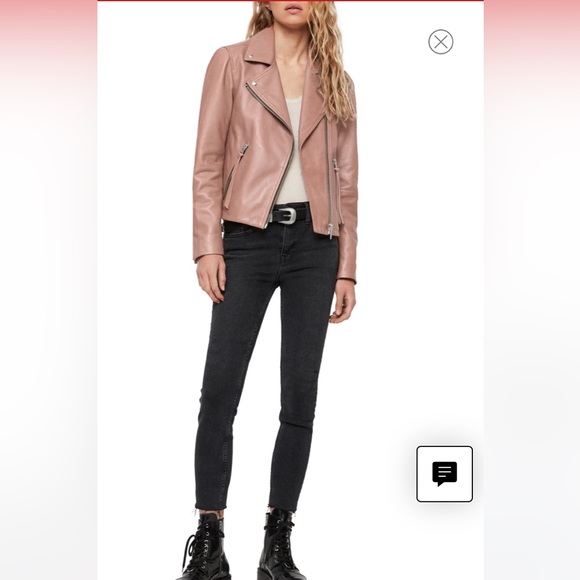 $-drop need to sale I’ve grown!! AllSaints leather Dalby jacket euc size 2 - Picture 4 of 7